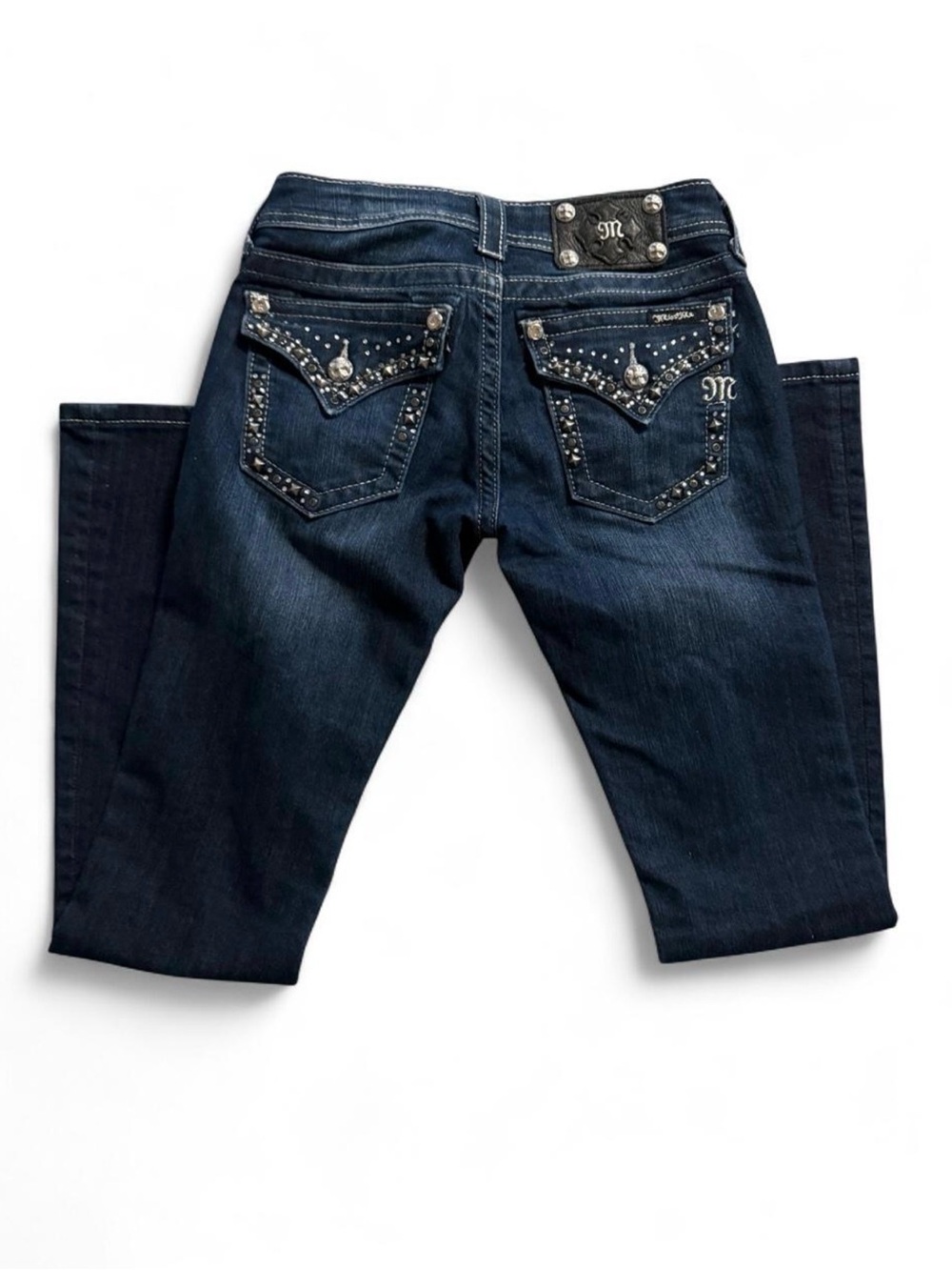 Miss Me Dark Indigo Boot Cut Jeans with Rhinestone Pockets